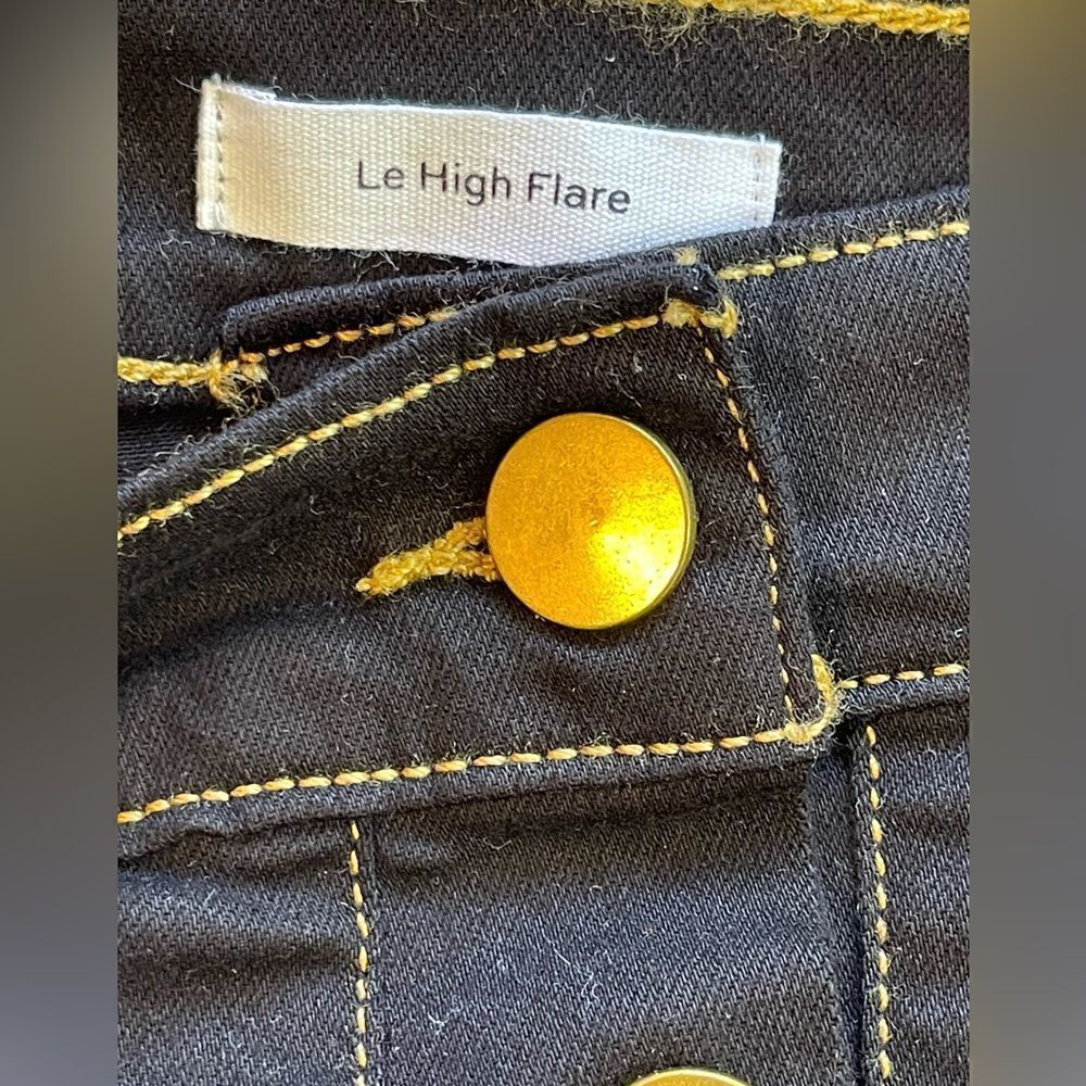 Frame Le High Flare with sailor side buttons in dark blue Film Noir. NWT 26 - Picture 4 of 8